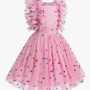 Pink Polka Dot Ruffle Dress